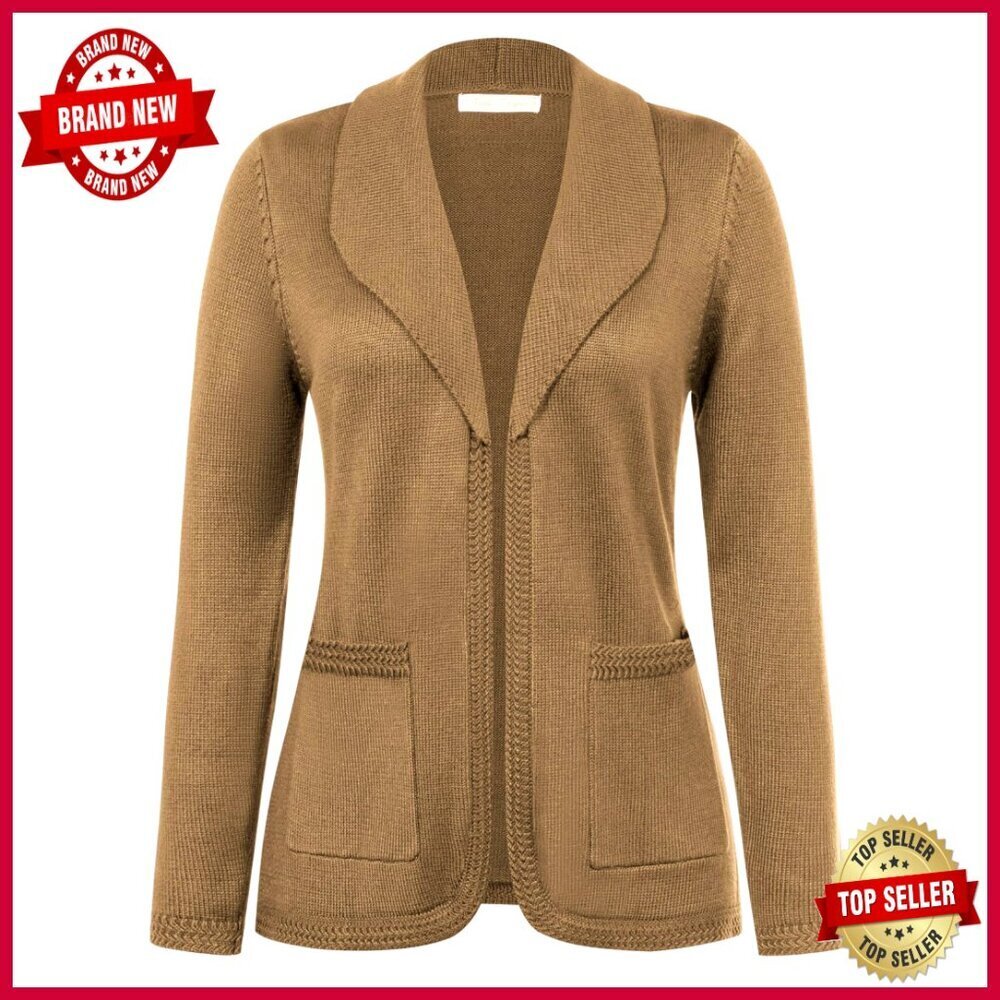 Vintage Shawl Lapel Cardigan Sweater with Pockets, Long Sleeve